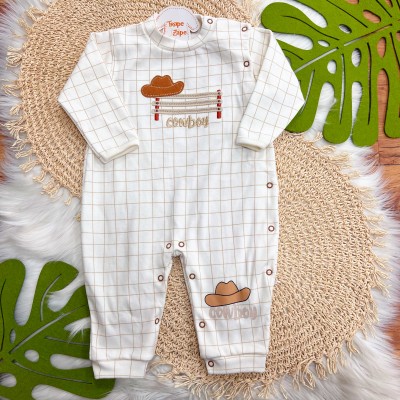 Macacão Malha Trape Zape - Cowboy - Areia e Off White